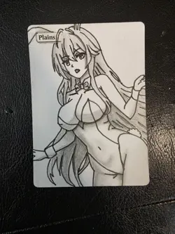 Magic MTG Altered Plains / Land Card | Original Hand Drawn Anime Bunny Girl - Image 1