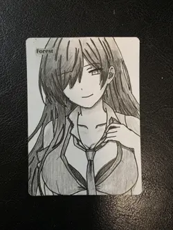 Magic MTG Altered Forest / Land Card | Original Hand Drawn Anime Girl - Image 1