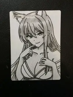 Magic MTG Altered Plains / Land Card | Original Hand Drawn Anime Fox Girl - Image 1