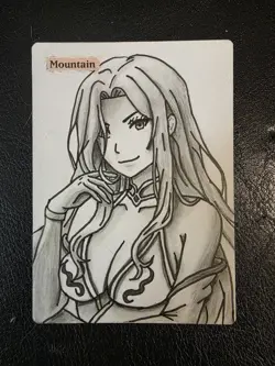 Magic MTG Altered Mountain / Land Card | Original Hand Drawn Anime Girl - Image 1