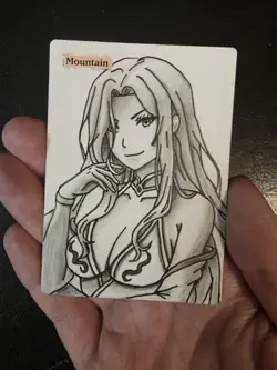 Magic MTG Altered Mountain / Land Card | Original Hand Drawn Anime Girl - Image 3