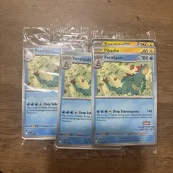 Sealed Pokemon Feraligatr Pikachu Illustration Contest 2024 Promo Card Lot Of 3 - Image 1