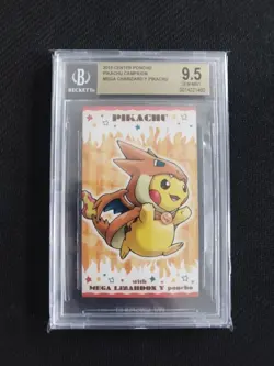 BGS 9.5 Poncho Pikachu Mega Charizard Y Business Card Japanese Pokemon 2016 - Image 3
