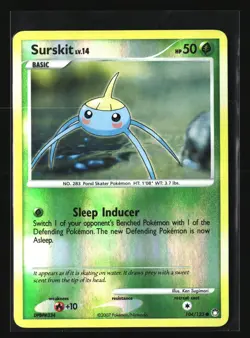 Pokemon SURSKIT 104/123 Reverse Holo (2007 Mysterious Treasures) LP/Light Play - Image 1