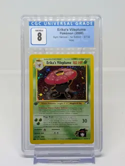 CGC 8 NM/MINT Erika's Vileplume Gym Heroes 1st Edition 5/132 Holo Pokemon Card - Image 1