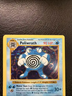 Poliwrath 13/102 Shadowless Holo 1999 Pokemon Base Set LP WOTC Rare LP - Image 2