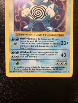 Poliwrath 13/102 Shadowless Holo 1999 Pokemon Base Set LP WOTC Rare LP - Image 3