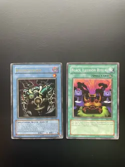 Yugioh Relinquished SDP-001 + Black Illusion Ritual SDP-038 Unlimited Ed Damaged - Image 1
