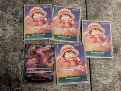 4xMonkey D Luffy P-037 1st Anniversary Stamp- Promo One Piece Card Game Mint/ NM - Image 1