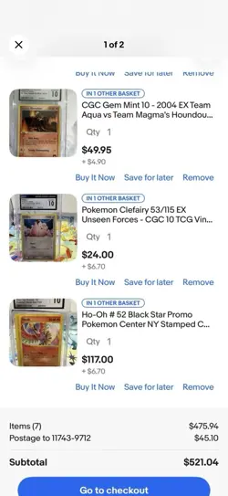 CGC GRADED SLAB Pokemon Bundle For 7 Cards Ho-oh, Clefairy, Bulbasaur, Etc - Image 2