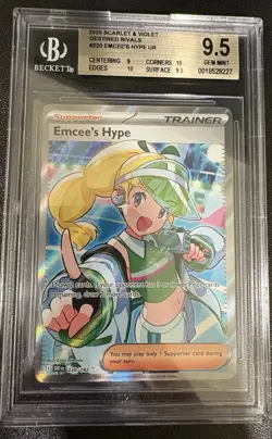 2023 Pokemon Destined Rivals Emcee's Hype UR Trainer Card BGS 9.5 - Image 1