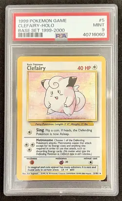 POKEMON CEFAIRY HOLO BASE SET 1999-2000 4TH UK PRINT #5 PSA 9 POP 23 - Image 1