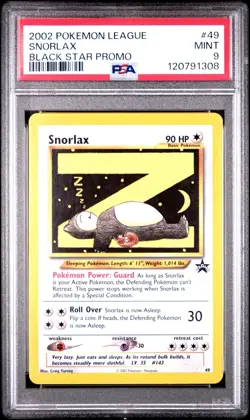 PSA 9 MINT Pokemon League Snorlax Z # 49 WOTC Black Star Promo Card 2002 - Image 1