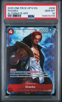2025 ONE PIECE OP12-LEGACY OF THE MASTER ALTERNATE ART #008 SHANKS PSA 10 - Image 1