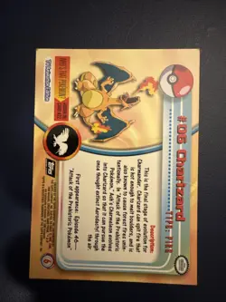 1999 Topps Pokemon TCG Charizard - #06 - Non-Holo - TV Series 1 Blue Logo - Image 2