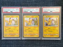 POKEMON TEAM UP SM BLACK STAR PROMO PIKACHU #SM162 HOLO PSA 8 NM x3 - Image 1