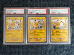 POKEMON TEAM UP SM BLACK STAR PROMO PIKACHU #SM162 HOLO PSA 8 NM x3 - Image 1