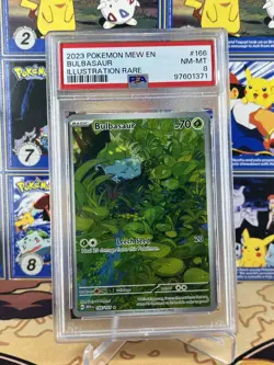 2023 Pokemon ENGLISH 151 Bulbasaur Illustration Rare PSA 8 166/165 - Image 1