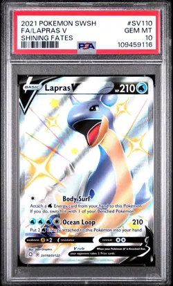 2021 Pokemon SWSH Shining Fates Shiny Vault SV110 Lapras Full Art V PSA 10 - Image 1