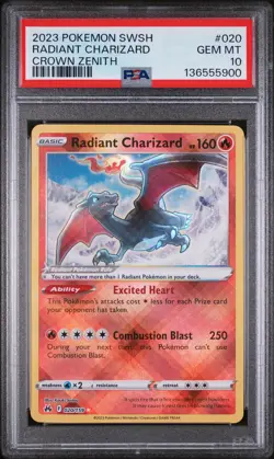 RADIANT CHARIZARD Crown Zenith Holo #020 PSA 10 Pokemon [Nostalgium] - Image 1