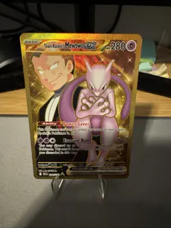 Team Rocket's Mewtwo ex 240/182 Destined Rivals Pokemon Gold Hyper Rare NM - Image 1