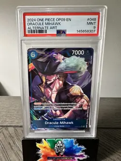 2024 One Piece Dracule Mihawk OP09-048 Super Rare Alt Art PSA9 GEM MT English - Image 1
