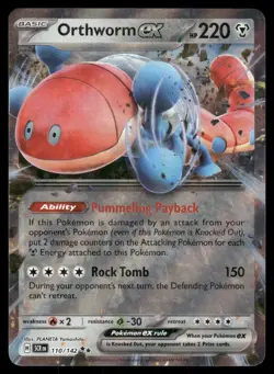 Pokemon Cards Orthworm ex 110/142 Stellar Crown Double Rare NM - Image 1