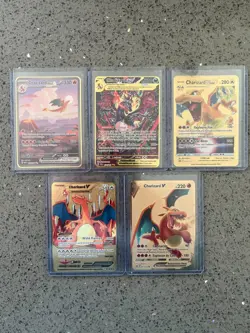 5 x Pokemon Gold Metal Card – Collectible Gift Cards – All Charizard. NM/Better - Image 1