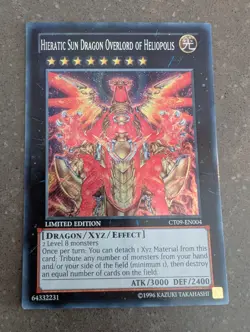 YuGiOh! Hieratic Sun Dragon Overlord of Helipolis CT09-EN004 Secret Rare - Image 1