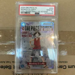 2026 ONE PIECE EN #055 COLLEGE BASKETBALL US VOYAGE MONKEY D. LUFFY PSA 10 GEM - Image 1