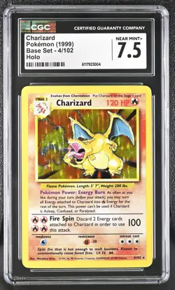 CGC 7.5 Charizard 1999 Base Set 4/102 Holo Pokemon Card - Image 1