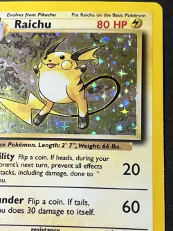 raichu base set 14/102 holo rare pokemon card - Image 4