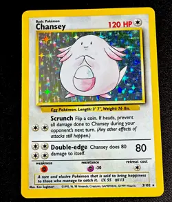 Chansey 003/102 NM Base Set Holo WOTC Vintage Pokemon Card 1999 Near Mint - Image 1