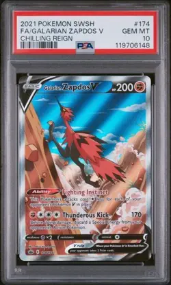 POKEMON SWORD & SHIELD CHILLING REIGN 174 GALARIAN ZAPDOS V PSA 10 - Image 1