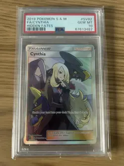 POKEMON SUN & MOON HIDDEN FATES SV82 CYNTHIA PSA 10 - Image 1