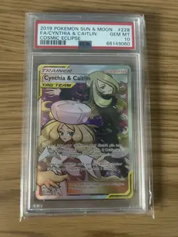 POKEMON COSMIC ECLIPSE 228 CYNTHIA & CAITLIN PSA 10 - Image 1