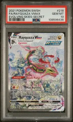 POKEMON SWORD & SHIELD EVOLVING SKIES 218 RAYQUAZA VMAX PSA 10 - Image 1