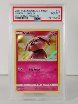 Snubbull - Holo - Detective Pikachu - POKEMON 2019 - #15 PSA 8 - Image 1