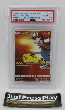 2018 Japanese Pokemon Center 20th Anniversary Red's Pikachu #270 PSA 10 GEM MT - Image 1