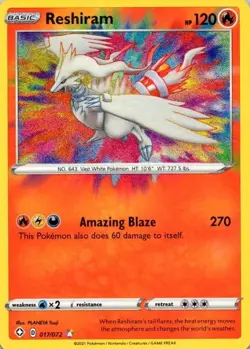 Pokemon TCG Reshiram Amazing Rare 017/072 Pokemon Shining Fates NM (SKU 1-4) - Image 1