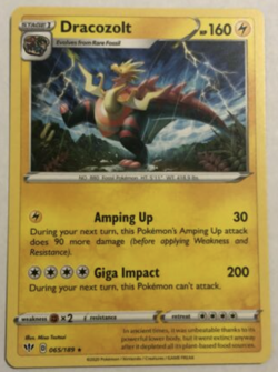 Pokemon - Dracozolt - 065/189 - Uncommon - Reverse Holo - Darkness Ablaze - NM/M - Image 1