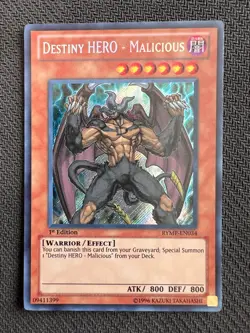 Yugioh Destiny HERO - Malicious 1st Edition Secret Rare RYMP-EN034 LP/NM - Image 1