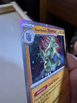 Pokemon TCG Destined Rival Team Rocket’s Tyranitar 096/182 Holo Promo Swirl Card - Image 2