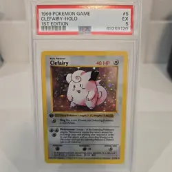 1st Edition 1999 Pokemon Clefairy - Holo #5- Vintage Card PSA 5 - Image 1