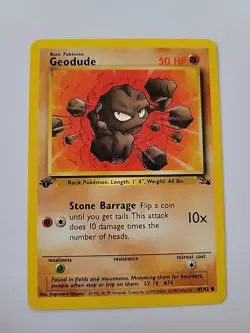 Pokemon TCG Geodude 47/62 Fossil 1st Edition Regular Common Card - Image 1