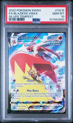 POKEMON SWORD & SHIELD SILVER TEMPEST TG15 BLAZIKEN VMAX PSA 10 - Image 1
