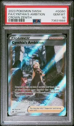 POKEMON CROWN ZENITH GG60 CYNTHIA'S AMBITION PSA 10 - Image 1