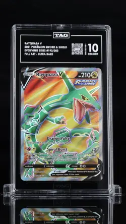 Rayquaza V Pokemon SWSH Evolving Skies #193/203 Full Art - Ultra Rare TAG 10 - Image 1