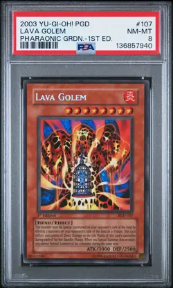 2003 Yu-Gi-Oh! Pgd-Pharaonic Guardian #107 Lava Golem 1st Ed. PSA 8 - Image 1