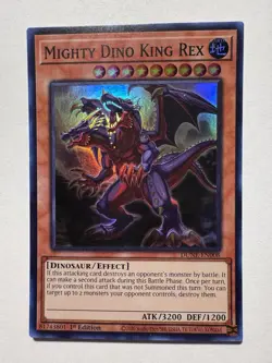Mighty Dino King Rex DUNE-EN008 1st Edition Super Rare NM Yugioh - Image 1